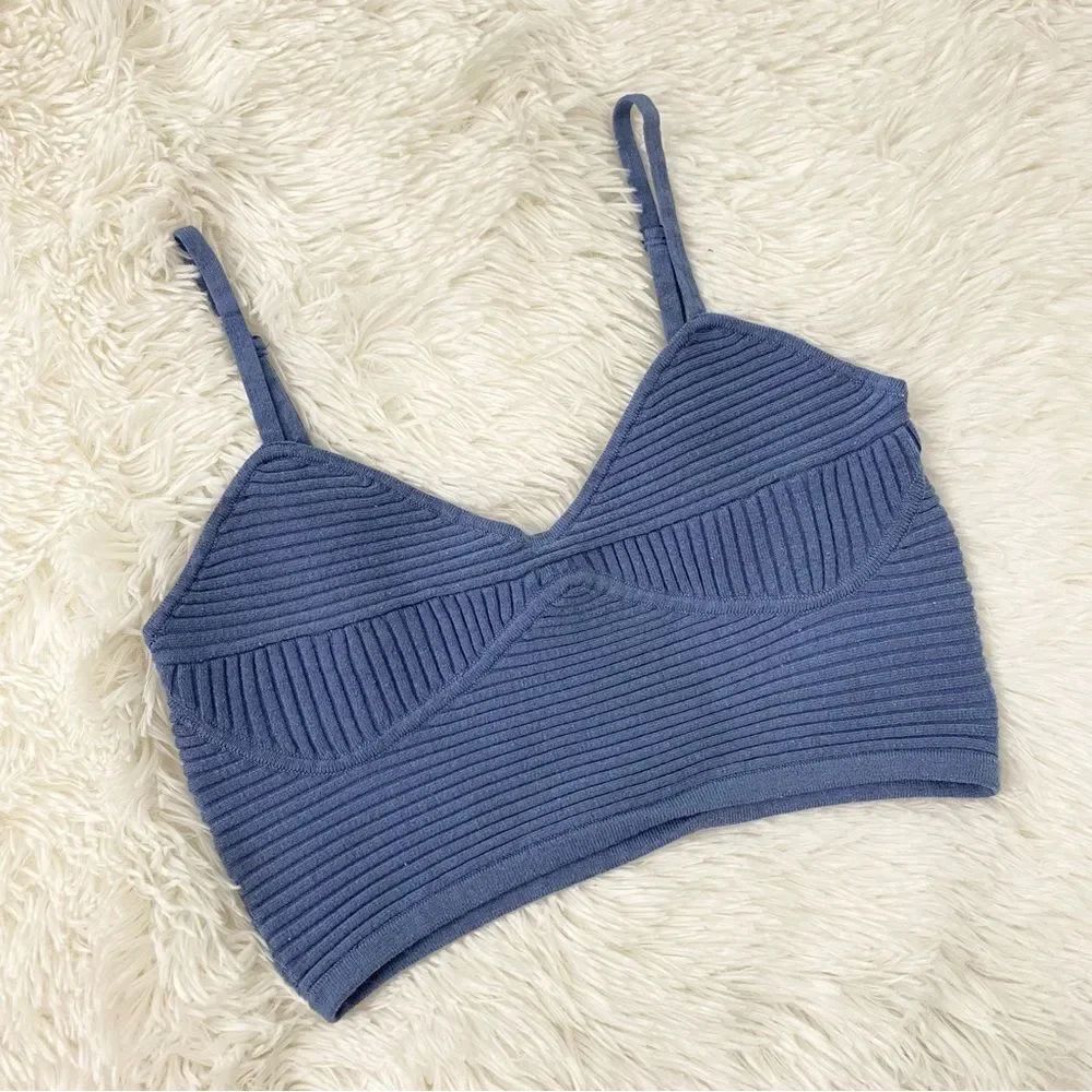 Aerie Blue Ribbed Knit Crop Top